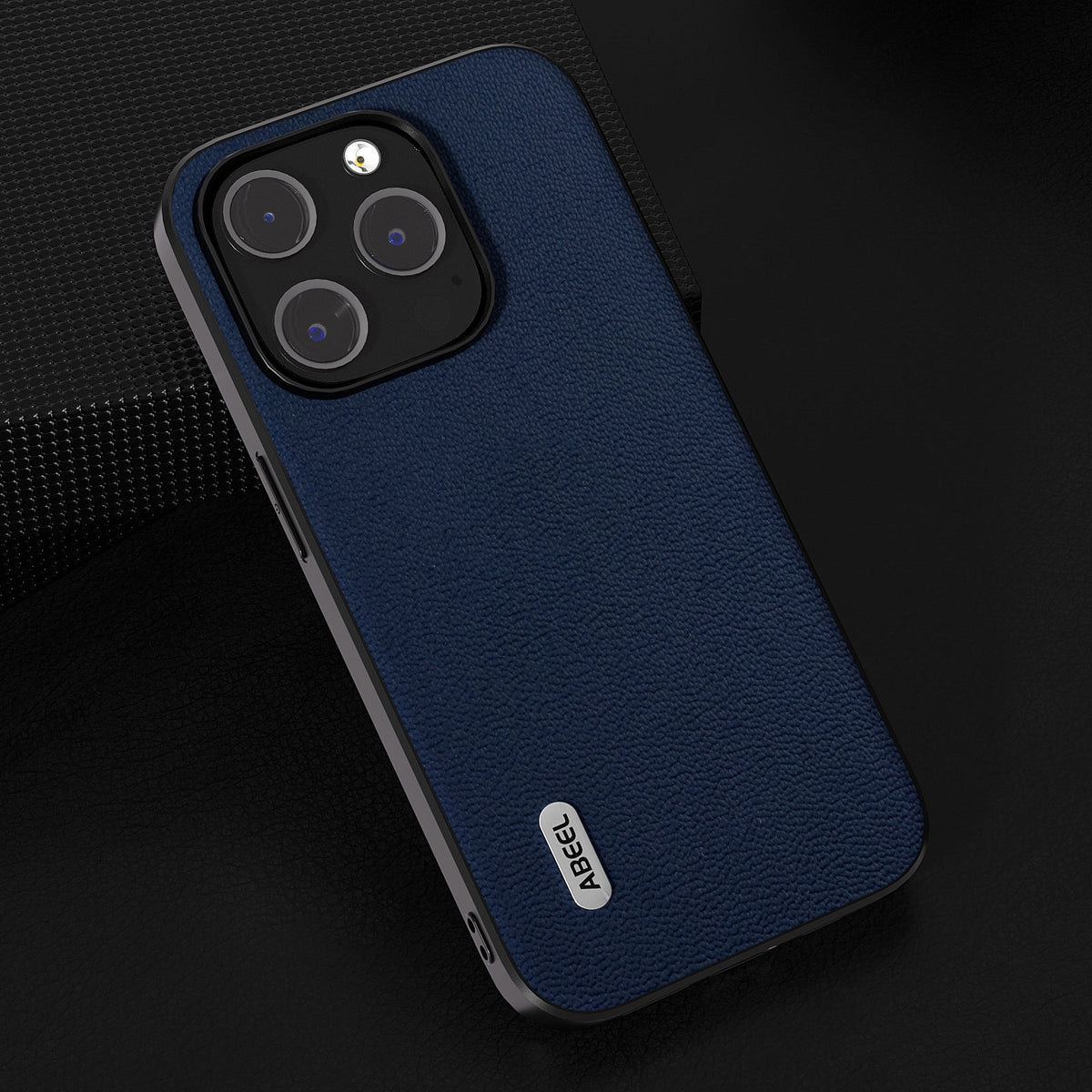 ELECTROPRIME For iPhone 15 ABEEL Genuine Leather Luolai Series Phone Case(Dark Blue)