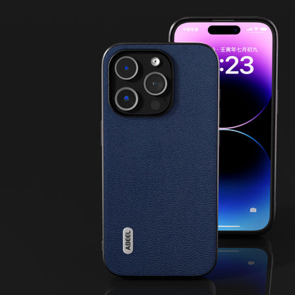 ELECTROPRIME For iPhone 15 ABEEL Genuine Leather Luolai Series Phone Case(Dark Blue)