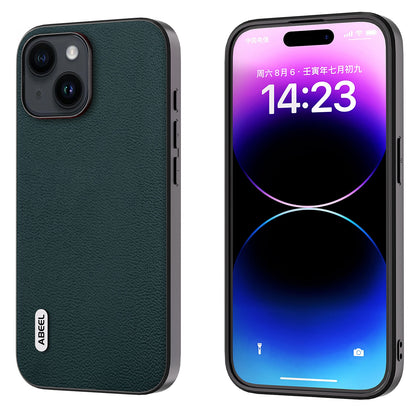 ELECTROPRIME For iPhone 15 ABEEL Genuine Leather Luolai Series Phone Case(Dark Green)