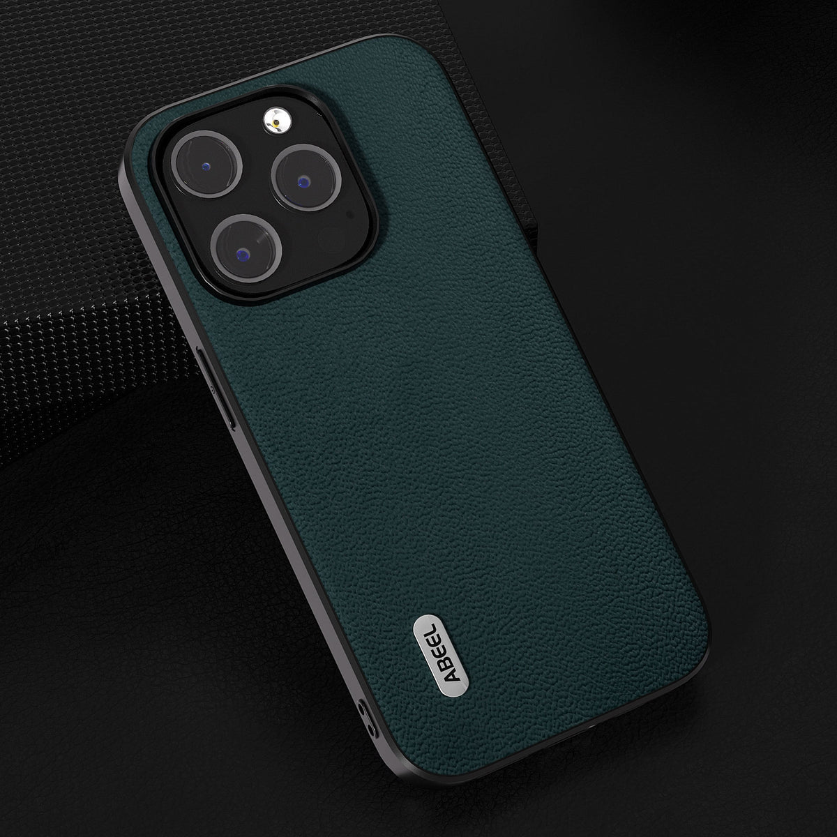 ELECTROPRIME For iPhone 15 ABEEL Genuine Leather Luolai Series Phone Case(Dark Green)