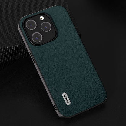 ELECTROPRIME For iPhone 15 ABEEL Genuine Leather Luolai Series Phone Case(Dark Green)