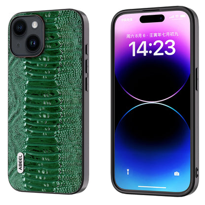 ELECTROPRIME For iPhone 15 ABEEL Genuine Leather Weilai Series Phone Case(Green)