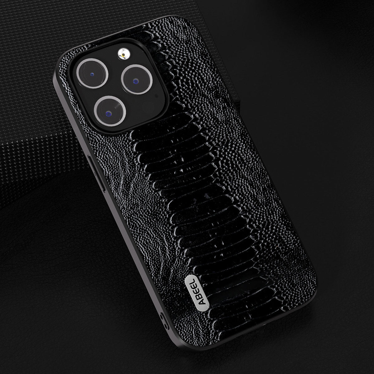 ELECTROPRIME For iPhone 15 ABEEL Genuine Leather Weilai Series Phone Case(Black)