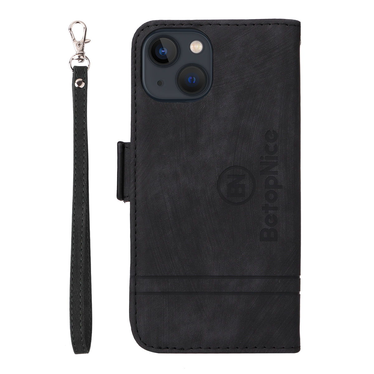 ELECTROPRIME For iPhone 15 BETOPNICE Dual-side Buckle Leather Phone Case(Black)