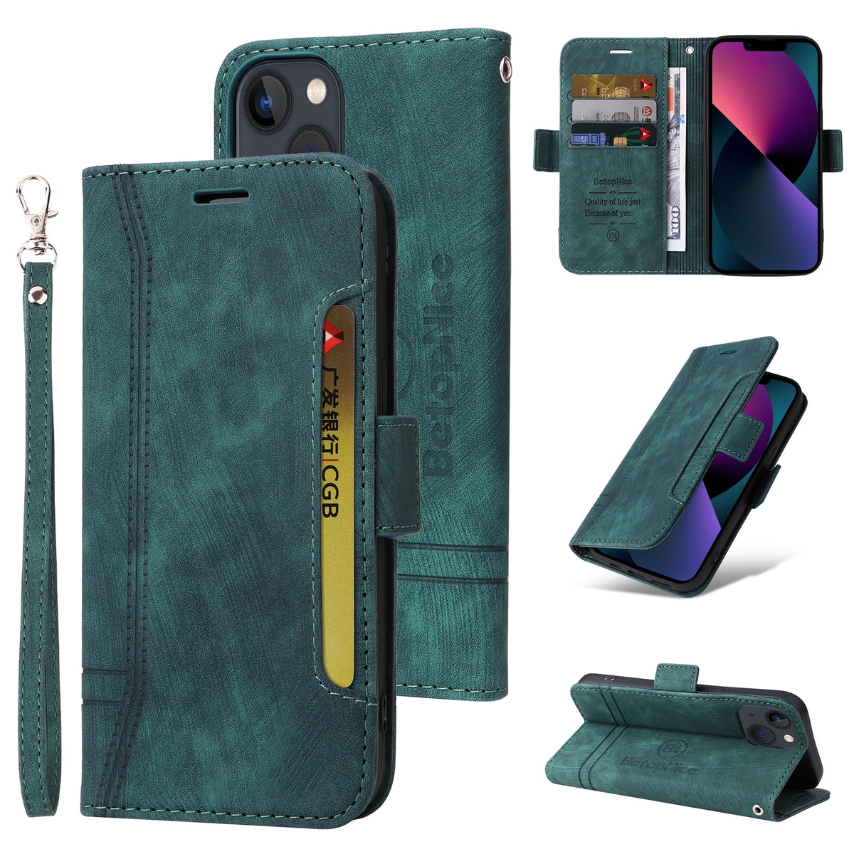 ELECTROPRIME For iPhone 15 BETOPNICE Dual-side Buckle Leather Phone Case(Green)