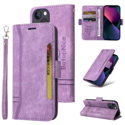 ELECTROPRIME For iPhone 15 BETOPNICE Dual-side Buckle Leather Phone Case(Purple)