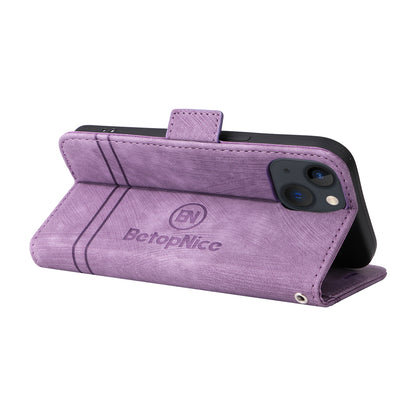 ELECTROPRIME For iPhone 15 BETOPNICE Dual-side Buckle Leather Phone Case(Purple)