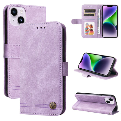 ELECTROPRIME For iPhone 15 Skin Feel Life Tree Leather Phone Case(Purple)