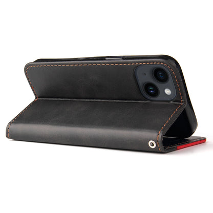 ELECTROPRIME For iPhone 15 Stitching-color Leather Phone Case(Red)