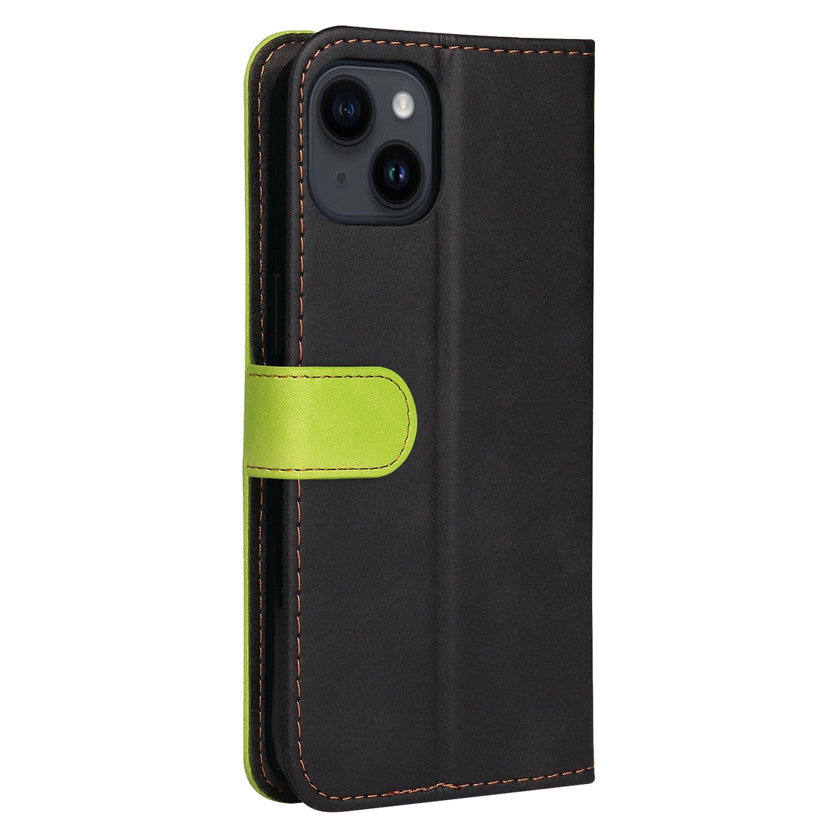 ELECTROPRIME For iPhone 15 Stitching-color Leather Phone Case(Green)