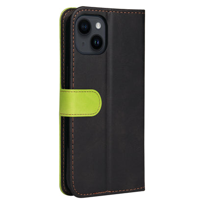ELECTROPRIME For iPhone 15 Stitching-color Leather Phone Case(Green)