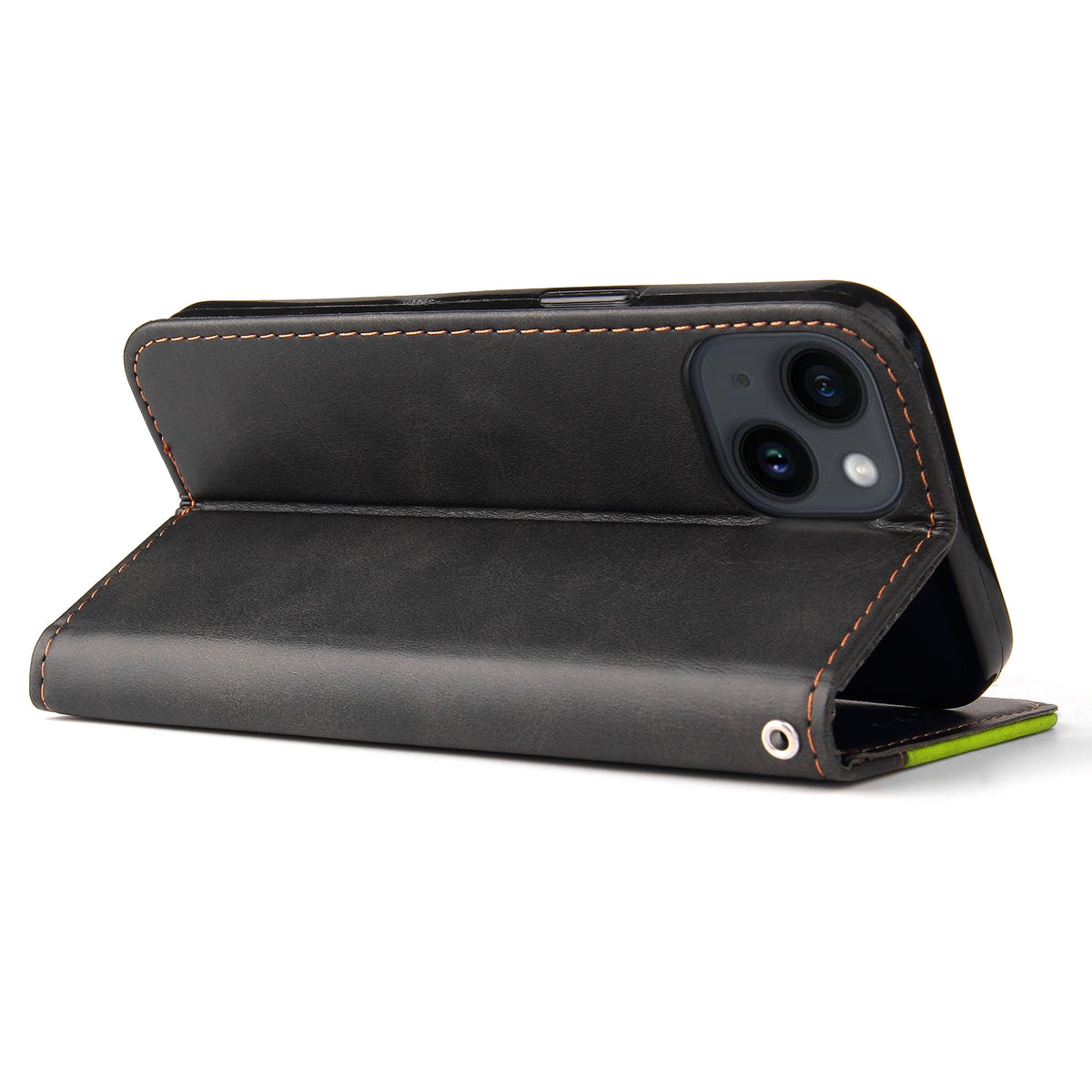 ELECTROPRIME For iPhone 15 Stitching-color Leather Phone Case(Green)