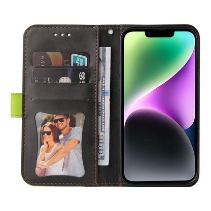 ELECTROPRIME For iPhone 15 Stitching-color Leather Phone Case(Green)