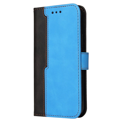 ELECTROPRIME For iPhone 15 Stitching-color Leather Phone Case(Blue)