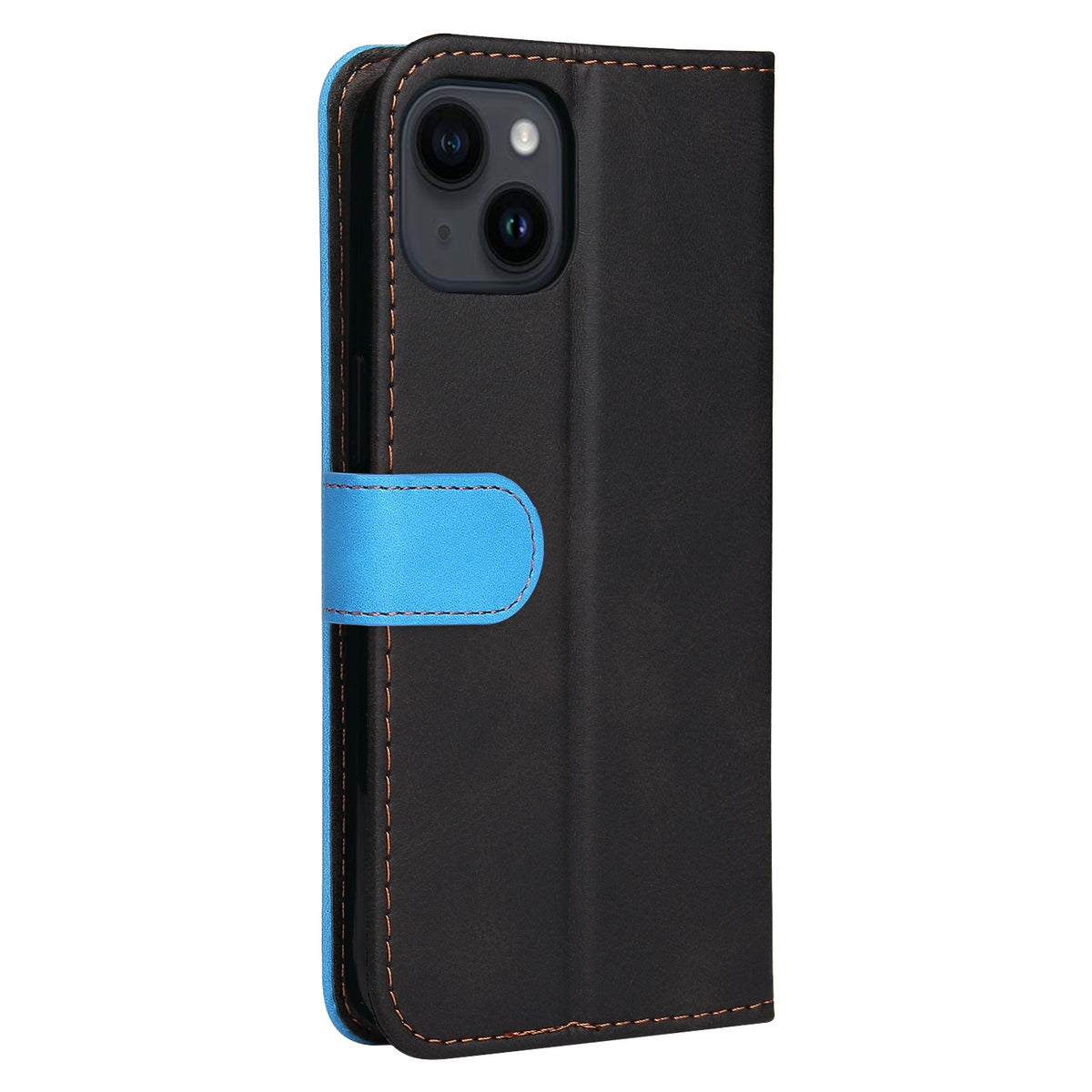 ELECTROPRIME For iPhone 15 Stitching-color Leather Phone Case(Blue)