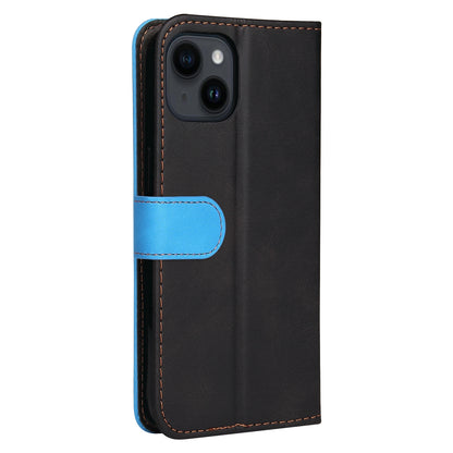 ELECTROPRIME For iPhone 15 Stitching-color Leather Phone Case(Blue)