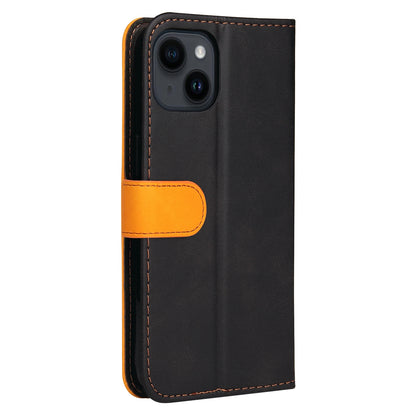 ELECTROPRIME For iPhone 15 Stitching-color Leather Phone Case(Orange)