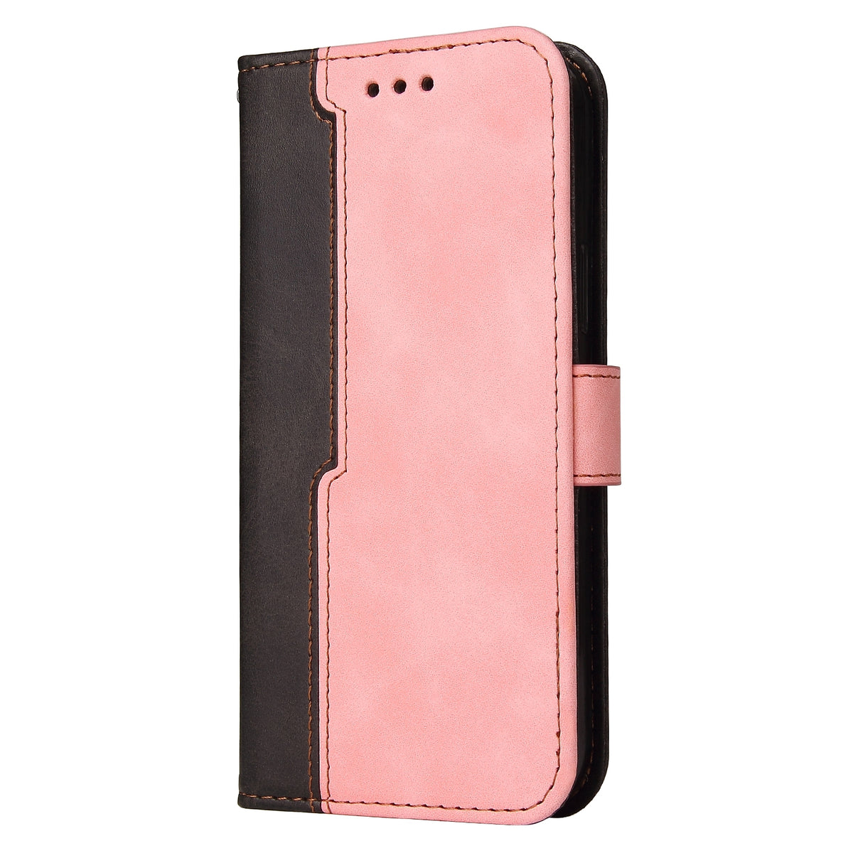 ELECTROPRIME For iPhone 15 Stitching-color Leather Phone Case(Pink)