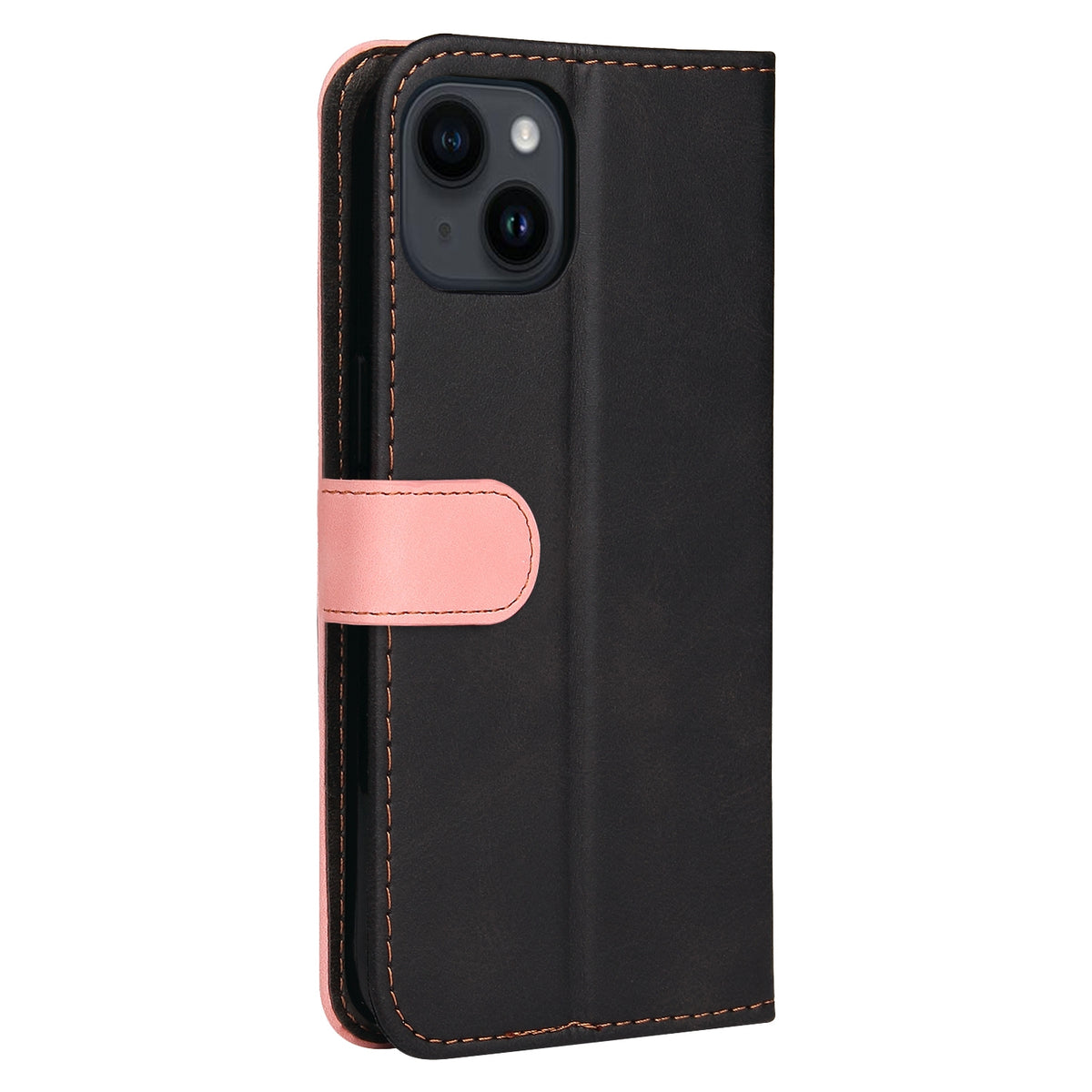 ELECTROPRIME For iPhone 15 Stitching-color Leather Phone Case(Pink)