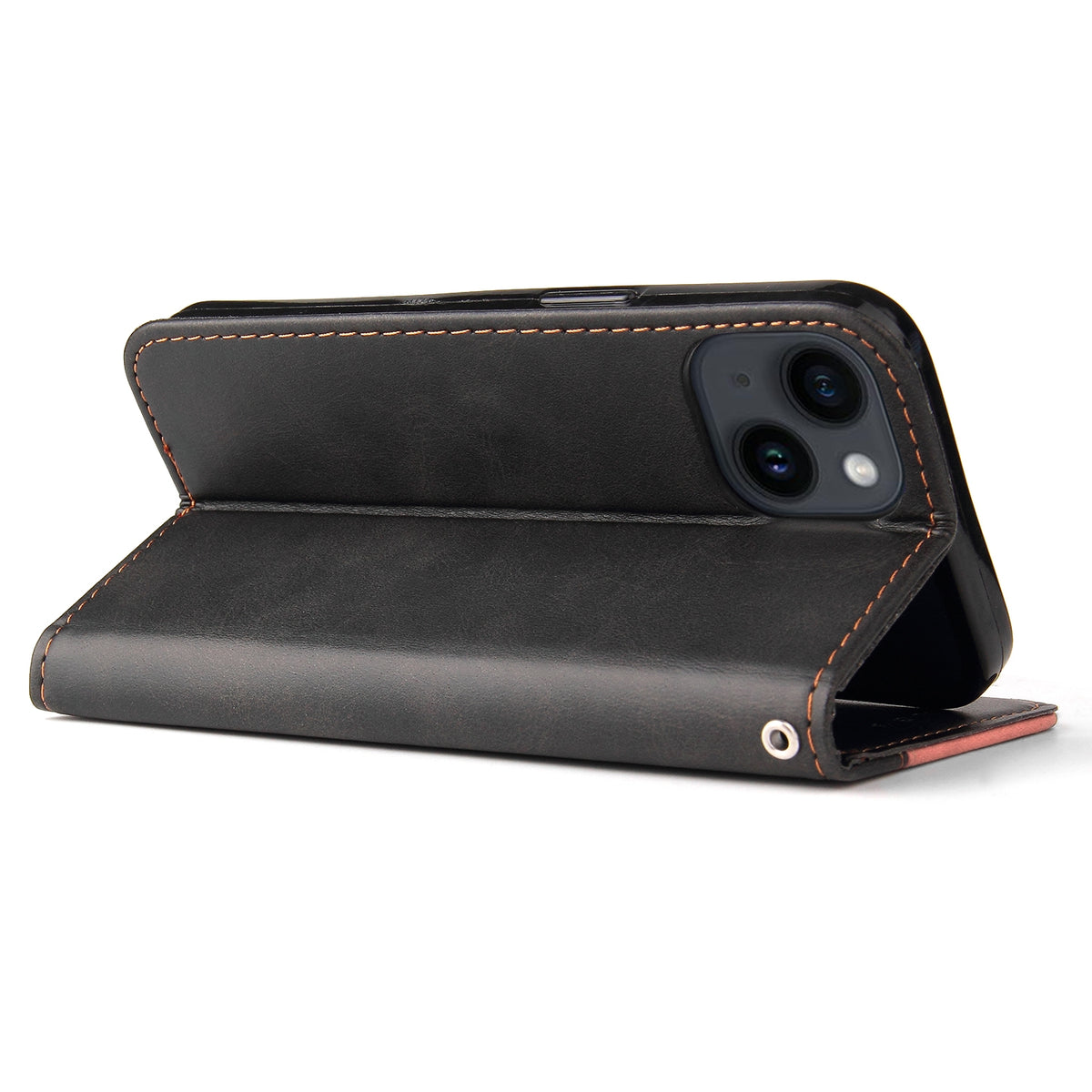 ELECTROPRIME For iPhone 15 Stitching-color Leather Phone Case(Pink)