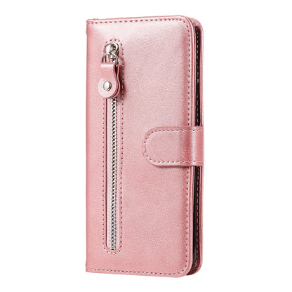 ELECTROPRIME For iPhone 15 Plus Fashion Calf Texture Zipper Leather Phone Case(Rose Gold)