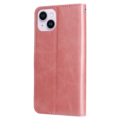 ELECTROPRIME For iPhone 15 Plus Fashion Calf Texture Zipper Leather Phone Case(Rose Gold)