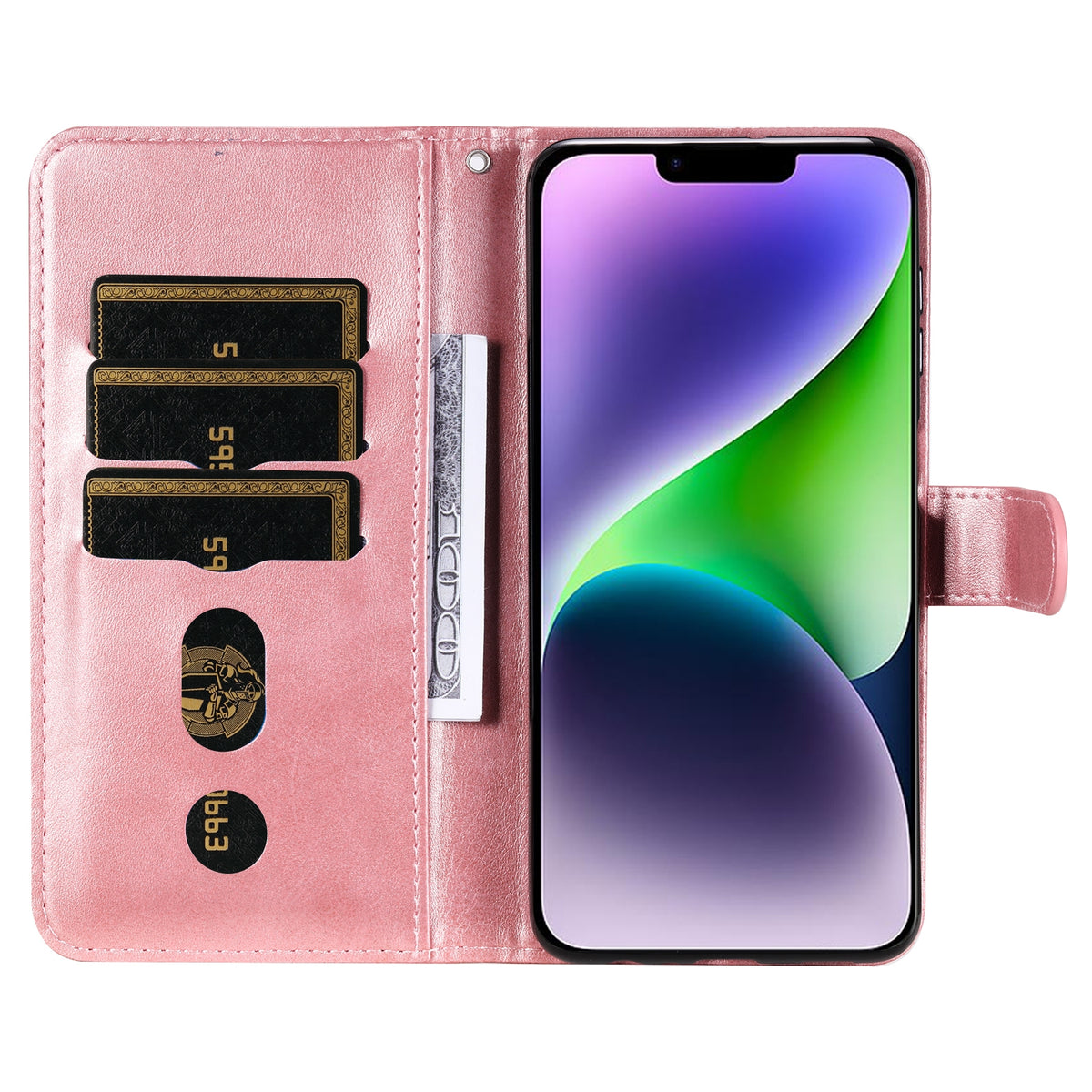 ELECTROPRIME For iPhone 15 Plus Fashion Calf Texture Zipper Leather Phone Case(Rose Gold)