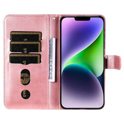 ELECTROPRIME For iPhone 15 Plus Fashion Calf Texture Zipper Leather Phone Case(Rose Gold)