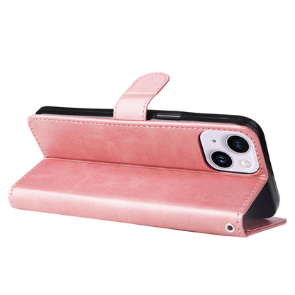 ELECTROPRIME For iPhone 15 Plus Fashion Calf Texture Zipper Leather Phone Case(Rose Gold)