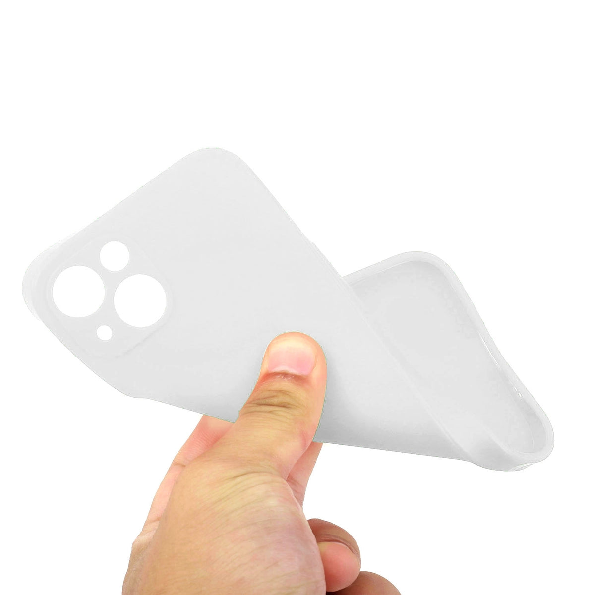 ELECTROPRIME For iPhone 15 Plus Straight Edge Solid Color TPU Shockproof Phone Case(White)