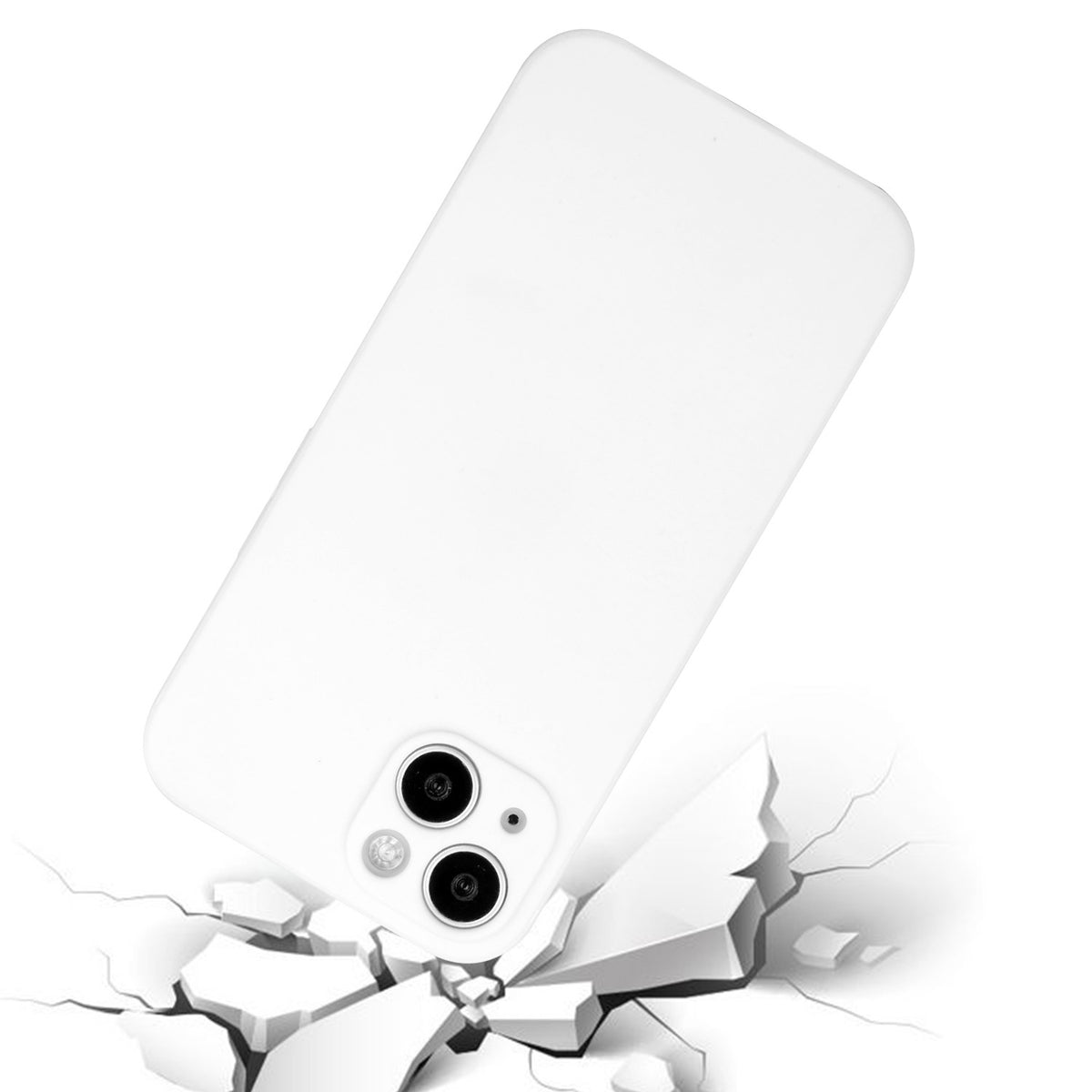 ELECTROPRIME For iPhone 15 Plus Straight Edge Solid Color TPU Shockproof Phone Case(White)