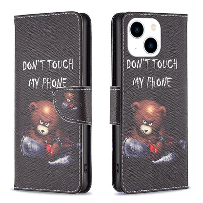 ELECTROPRIME For iPhone 15 Colored Drawing Pattern Leather Phone Case(Bear)
