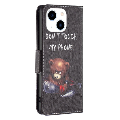 ELECTROPRIME For iPhone 15 Colored Drawing Pattern Leather Phone Case(Bear)
