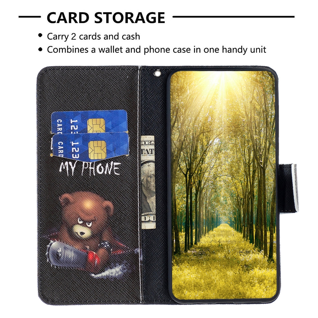 ELECTROPRIME For iPhone 15 Colored Drawing Pattern Leather Phone Case(Bear)