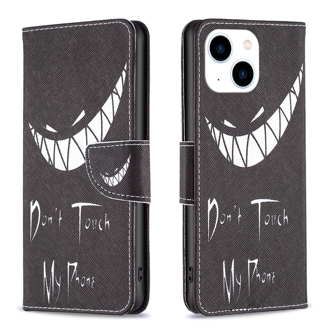 ELECTROPRIME For iPhone 15 Colored Drawing Pattern Leather Phone Case(Smirk)