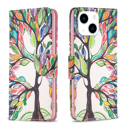 ELECTROPRIME For iPhone 15 Colored Drawing Pattern Leather Phone Case(Tree Life)