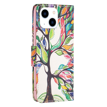 ELECTROPRIME For iPhone 15 Colored Drawing Pattern Leather Phone Case(Tree Life)