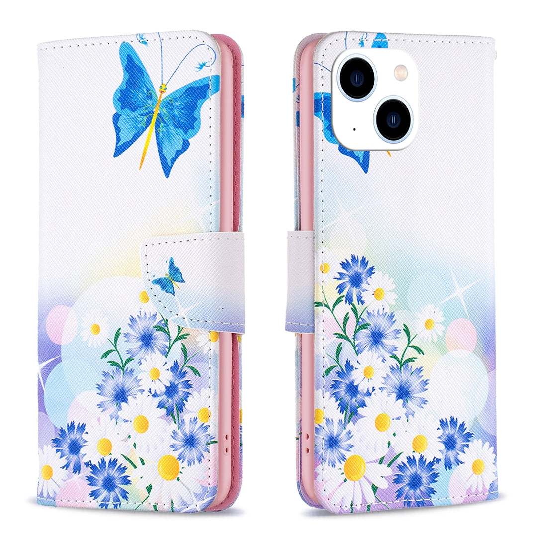 ELECTROPRIME For iPhone 15 Colored Drawing Pattern Leather Phone Case(Butterfly Love)