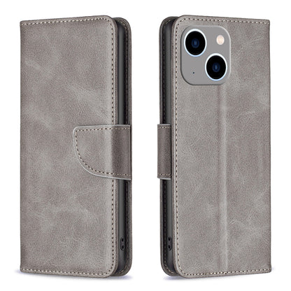 ELECTROPRIME For iPhone 15 Plus Lambskin Texture Pure Color Flip Leather Phone Case(Grey)