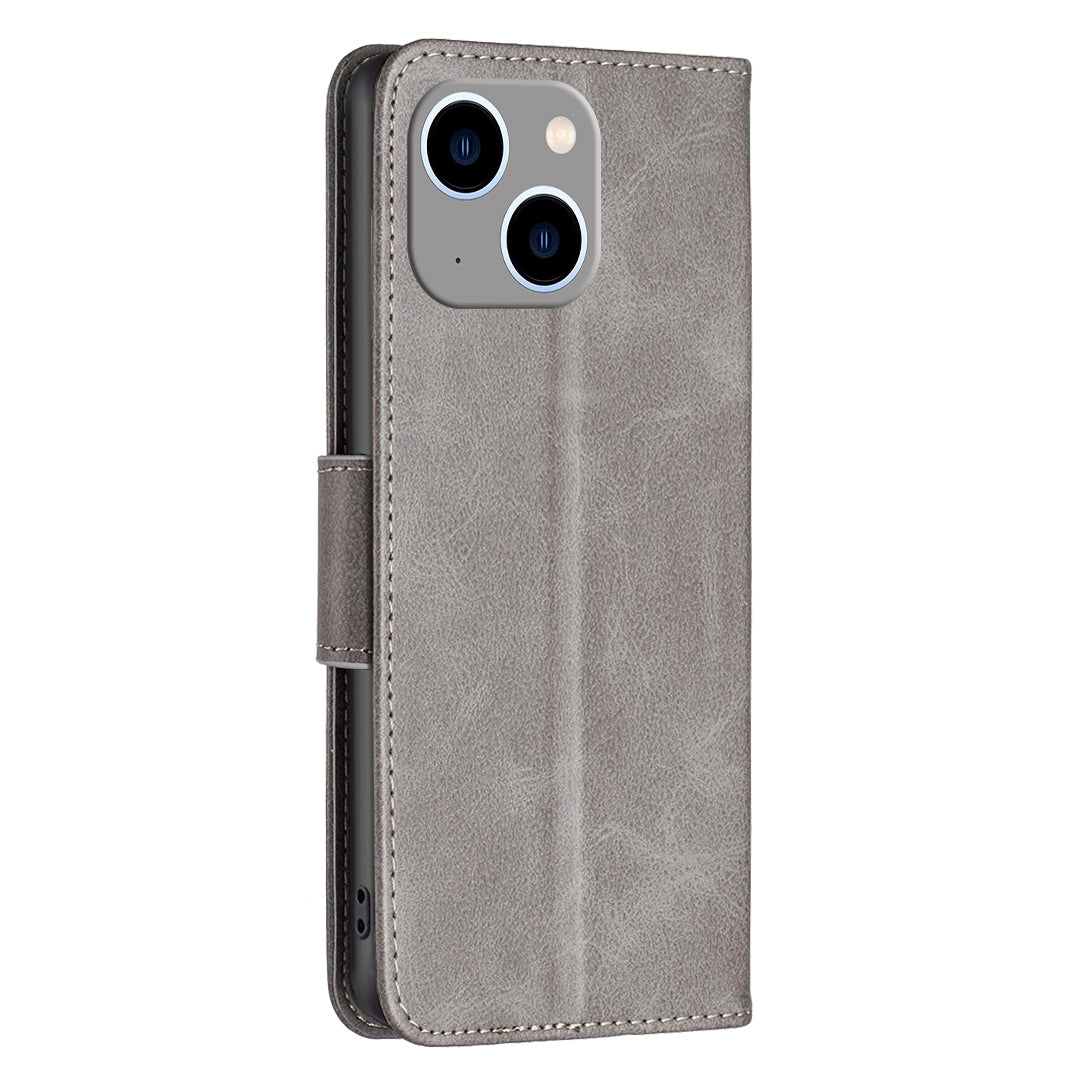 ELECTROPRIME For iPhone 15 Plus Lambskin Texture Pure Color Flip Leather Phone Case(Grey)