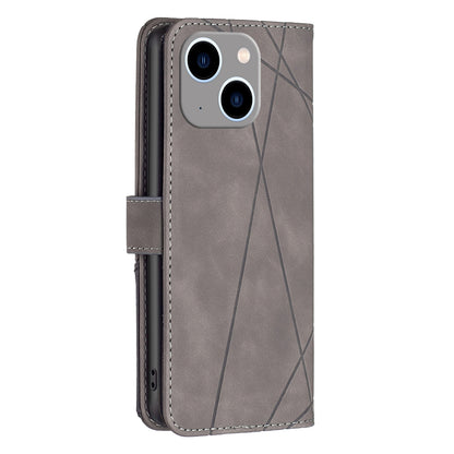 ELECTROPRIME For iPhone 15 Plus Magnetic Buckle Rhombus Texture Leather Phone Case(Grey)