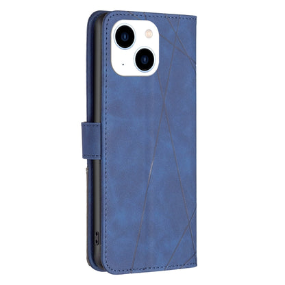 ELECTROPRIME For iPhone 15 Magnetic Buckle Rhombus Texture Leather Phone Case(Blue)
