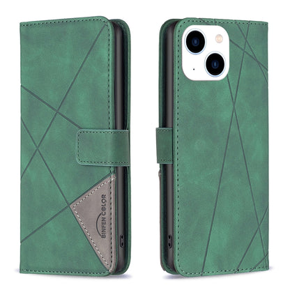 ELECTROPRIME For iPhone 15 Magnetic Buckle Rhombus Texture Leather Phone Case(Green)