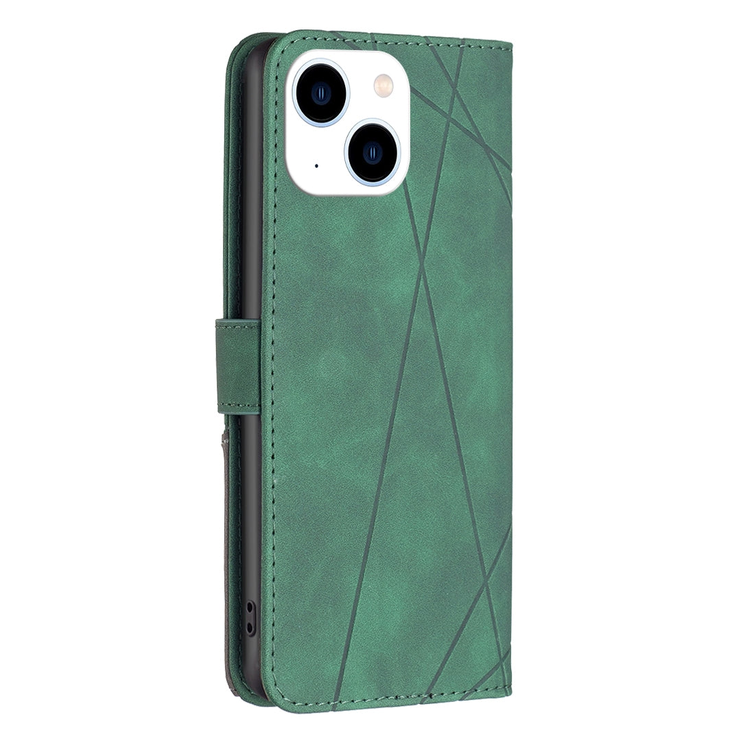 ELECTROPRIME For iPhone 15 Magnetic Buckle Rhombus Texture Leather Phone Case(Green)
