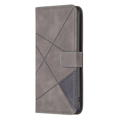 ELECTROPRIME For iPhone 15 Magnetic Buckle Rhombus Texture Leather Phone Case(Grey)