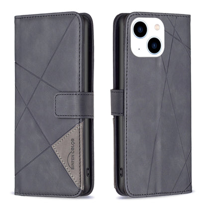 ELECTROPRIME For iPhone 15 Magnetic Buckle Rhombus Texture Leather Phone Case(Black)