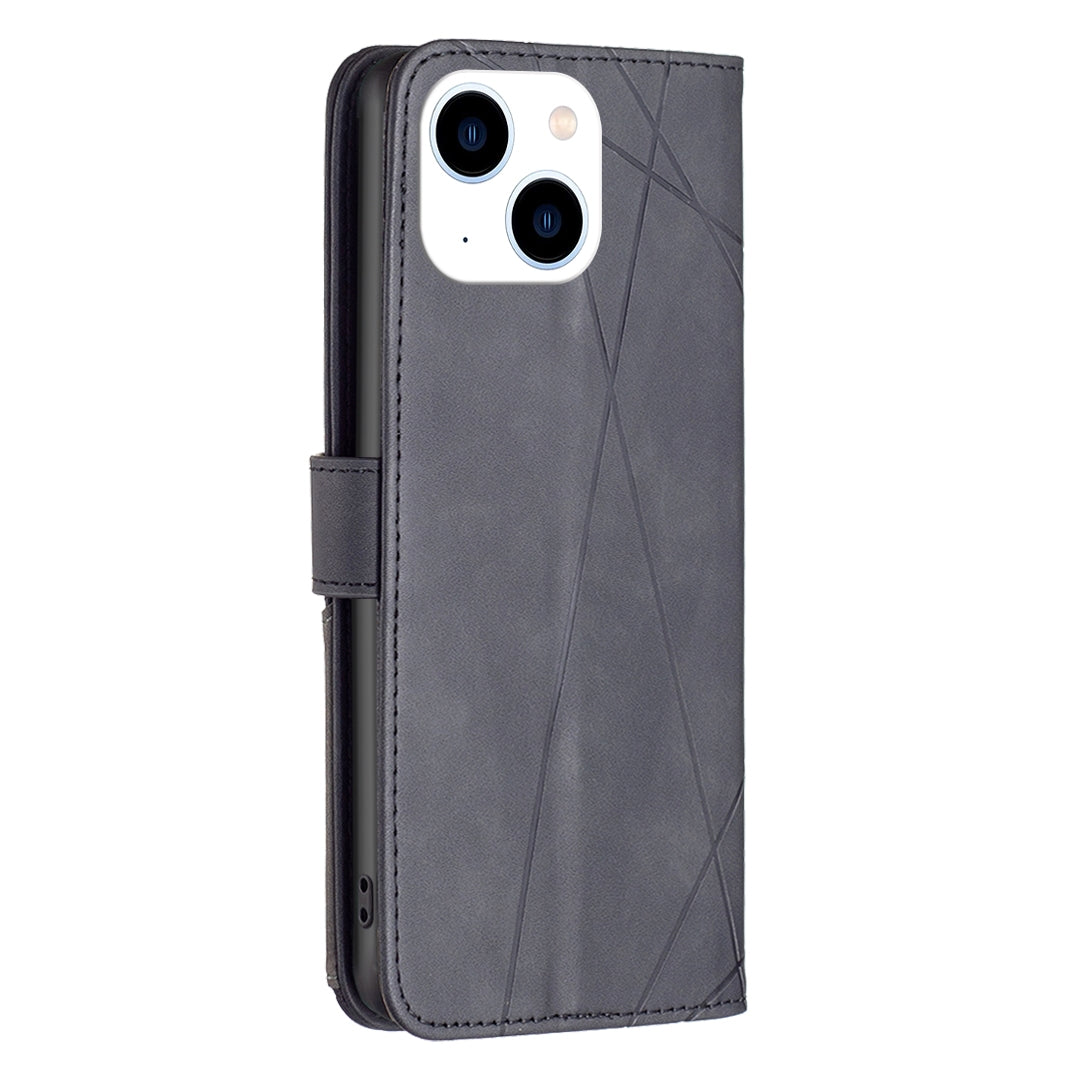 ELECTROPRIME For iPhone 15 Magnetic Buckle Rhombus Texture Leather Phone Case(Black)