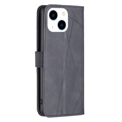 ELECTROPRIME For iPhone 15 Magnetic Buckle Rhombus Texture Leather Phone Case(Black)