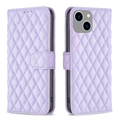 ELECTROPRIME For iPhone 15 Plus Diamond Lattice Wallet Flip Leather Phone Case(Purple)