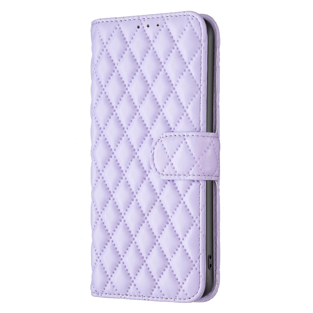 ELECTROPRIME For iPhone 15 Plus Diamond Lattice Wallet Flip Leather Phone Case(Purple)